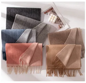 Inverno nuova sciarpa scialle tinta unita doppia faccia in lana d'agnello calda stile chic