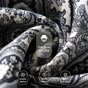 Women's Wool Blend Paisley Scarf Elegant Warm Square Neck Scarf Autumn Winter Fashion Daily Commute Accessories