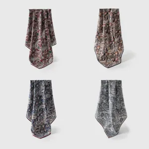 Elegant women's paisley square scarf set, perfect for autumn styling and daily warm wear.
