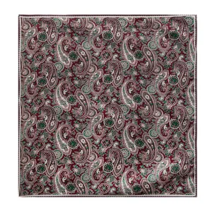 Women vintage paisley square scarf elegant silk feel neckerchief fashion autumn accessory