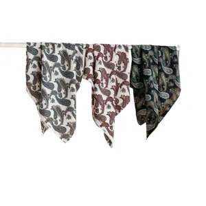 Women silk wool scarf luxury paisley print shawl elegant neck wrap sun protection square scarf