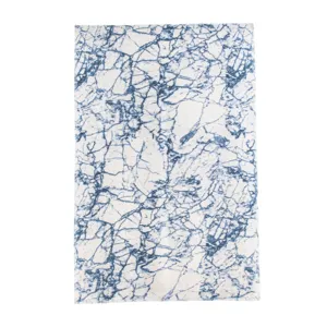 Women fashion blue white cracked pattern cashmere feel scarf warm winter shawl autumn accessory