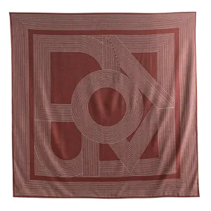 Foulard carré en soie et laine pour femme, élégant motif géométrique écharpe d'automne.
