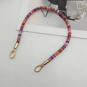 Colorful woven short bag strap 40cm handmade handbag handle replacement with gold lobster clasps