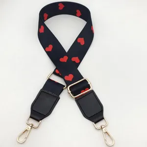 Adjustable replacement bag strap with cute red heart print pattern for crossbody bags