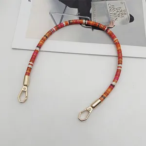 Colorful 40cm short braided bag strap replacement accessory with gold metal clasps for purse.
