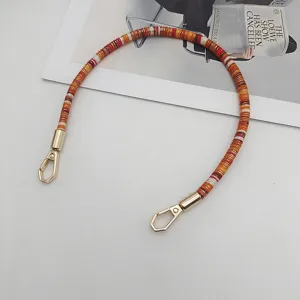 Colorful short bag strap 40cm beaded handbag handle replacement gold metal clasps chic