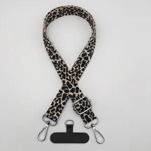 Lanière de Téléphone Bandoulière Imprimé Léopard Rétro Sangle Élargie Réglable en Polyester