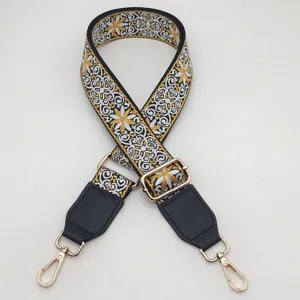Retro ethnic embroidered wide bag strap universal adjustable crossbody strap replacement