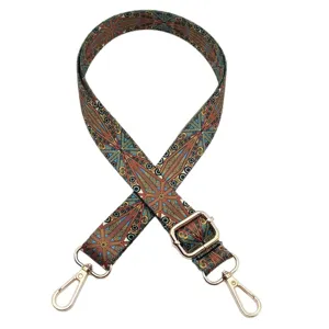 Bohemian ethnic style adjustable crossbody phone strap featuring durable metal hooks and buckles.