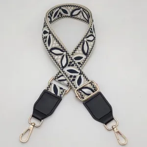 Tracolla di Ricambio in Jacquard Tessuto Cinturino Regolabile per Borsa con Pelle PU