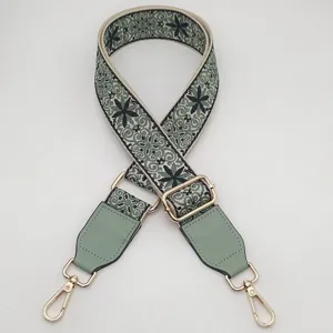 Detailed view of the retro ethnic embroidered wide adjustable bag strap replacement accessory.