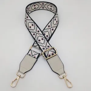 Adjustable woven bag strap replacement ethnic geometric print crossbody handbag shoulder belt