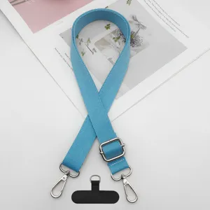 Correa bandolera de teléfono azul ajustable de repuesto con hebillas y lengüeta.
