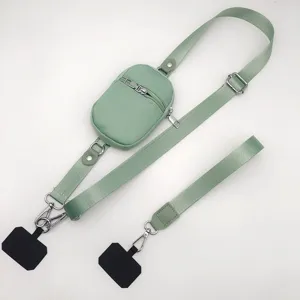 Detachable nylon mini coin purse crossbody phone strap adjustable lanyard for daily use.