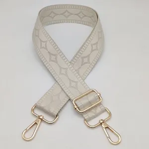 Correa de bolso tejida ajustable con patrón de rombos geométricos para bolsos de hombro.