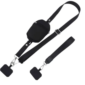 Detachable nylon mini coin purse crossbody phone lanyard adjustable strap for daily use
