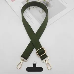 Correa cruzada para teléfono móvil ajustable de color sólido lona de repuesto con herrajes dorados.