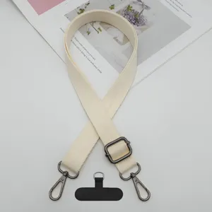 Correa cruzada ajustable de color sólido para teléfono móvil y bolso con mosquetones metálicos.