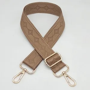 Ancha correa de repuesto para bolso jacquard bandolera ajustable con herrajes dorados