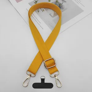 Correa de teléfono amarilla ajustable bandolera de repuesto con piezas metálicas