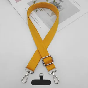 Correa de hombro amarilla ajustable para teléfono bolso de repuesto con lengüeta.