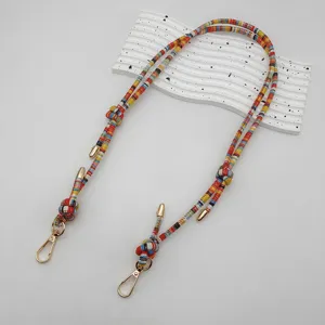 Colorful Woven Bag Strap Replacement Ethnic Style Crossbody Lanyard Detail Display