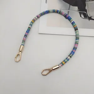 Colorful beaded short bag strap 40cm handmade wrist lanyard stylish handbag handle accessory