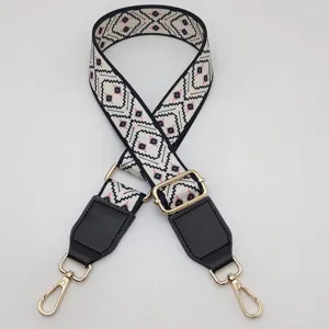 Adjustable retro ethnic printed bag strap replacement, versatile crossbody accessory.