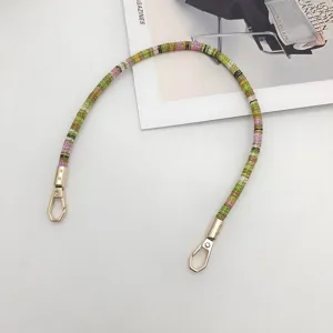 Colorful woven short bag strap detail, 40cm handmade style handle replacement accessory.