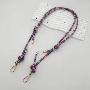 Colorful woven bag strap replacement vintage ethnic style shoulder hanging rope with gold hooks