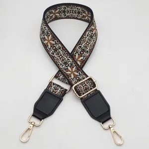 Vintage ethnic embroidered wide bag strap, adjustable replacement crossbody strap for handbags.