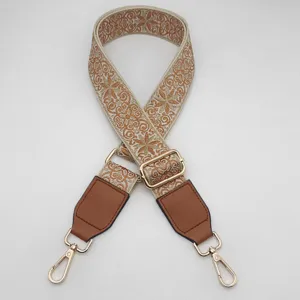 Ethnic embroidered replacement shoulder bag strap with adjustable metal hardware detail.