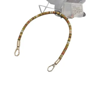 Colorful woven bag strap 40cm replacement short handbag handle with premium gold metal clasps.