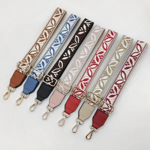 Tracolla Larga per Borsa in Jacquard Colorato Sostituzione Regolabile con Pelle PU e Hardware in Metallo