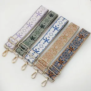 Ethnic Style Embroidered Jacquard Replacement Bag Strap Adjustable Crossbody Shoulder Strap Woven Fabric Strap Accessories