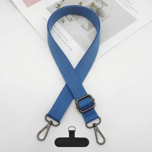 Correa de teléfono cruzada ajustable azul y correa de repuesto de nylon universal.
