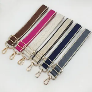 Correa de bolsa ancha y colorida de repuesto ajustable bordado jacquard elegante