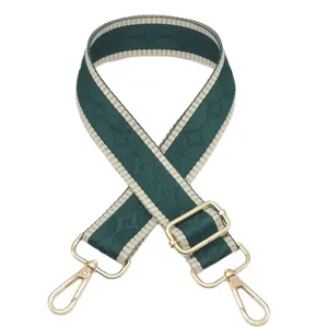 Elegante correa de bolso ancha de repuesto con borde de contraste y herrajes dorados.