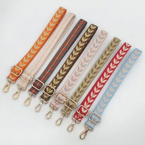 Tracolla tessuta regolabile con ricamo di grano, cintura di ricambio jacquard colorata per borsa.