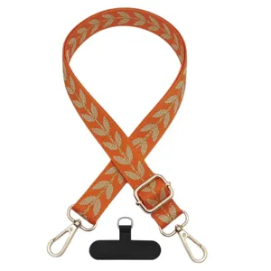 Cinturino per telefono con ricamo di grano retro cordino regolabile custodia universale