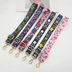 Estilo Étnico Estampado Floral Correa de Bolso Ancha Ajustable Reemplazo Correa Bandolera Accesorios de Cinturón