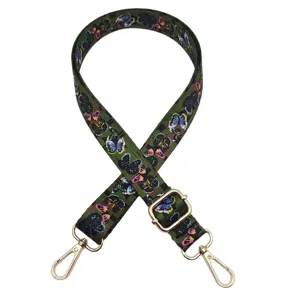 Correa de bolso ancha con estampado de mariposa estilo étnico 2.5cm de repuesto.