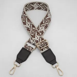 Εθνοτική boho ζακάρ αναπληρωματικό λουράκι τσάντας ρυθμιζόμενο χιαστί ιμάντας ώμου με χρυσό υλικό.