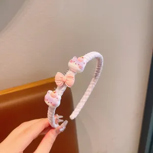 Joli cerceau de cheveux pour enfants avec chat et nœud, bandeau en tissu pour filles.