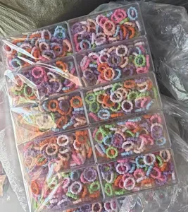 Colorful kids hair ties candy color rubber bands set in clear boxes for girls hair styling details