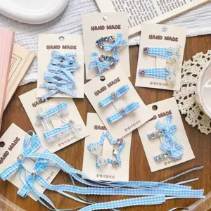 Dulce Lindo Azul Rosa Cuadros Lazo Pinzas Pelo Estrás Horquillas Accesorios Cabello Para Niños Niñas Diario
