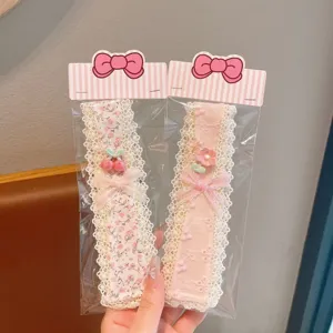 Children lace floral bangs sticker hairband cute pastoral style hair accessories details