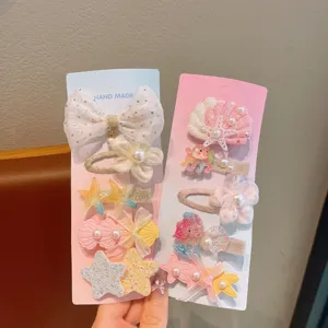 Süße Kinder Haarklammern Set mit Muschel Meerjungfrau und Seestern Design Perle Haarschmuck.