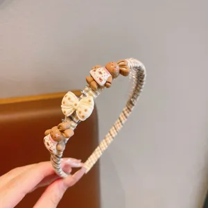 Serre-tête enfant joli lapin nœud carreaux antidérapant bandeau cheveux fille accessoires